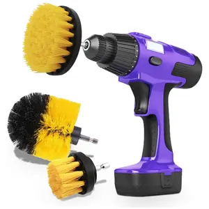 LMMAKE 3Pcs Drill Brush Attachment Kit for Electric Drills Gentle Yet Effective Cleaning for Automotive Interiors Boat Seats Carpets Upholstery Bathroom Tiles & Grout Essential for Homeowners & Professional Cleaners