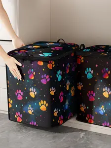 Dog Paw Print Travel Storage Bag, Durable Quilt Storage Bag with Handle, Travel Organizer for Home Bedroom Living Room, Space Saver Bags, Clothes Storage Organizer