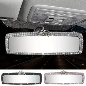 Car Makeup Mirror Diamond Material Portable Auto Sun-Shading Visor Mirrors Car Interior Mirror Universal Car-styling Fit Women