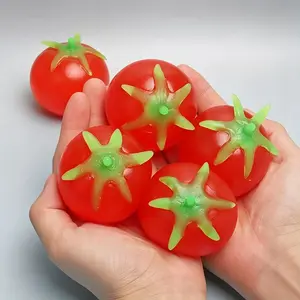 Fun Realistic Tomato Squishy Fidget Toy Soft Elastic Squeeze Decompression Toy Leisure Hobby Stress Relief Sensory Hand Toy Vivid Fruit Shape Portable Relax Play Toy Funny Entertainment Calming Toy Ideal Gift For Kids Teens Adults Daily Pressure Release