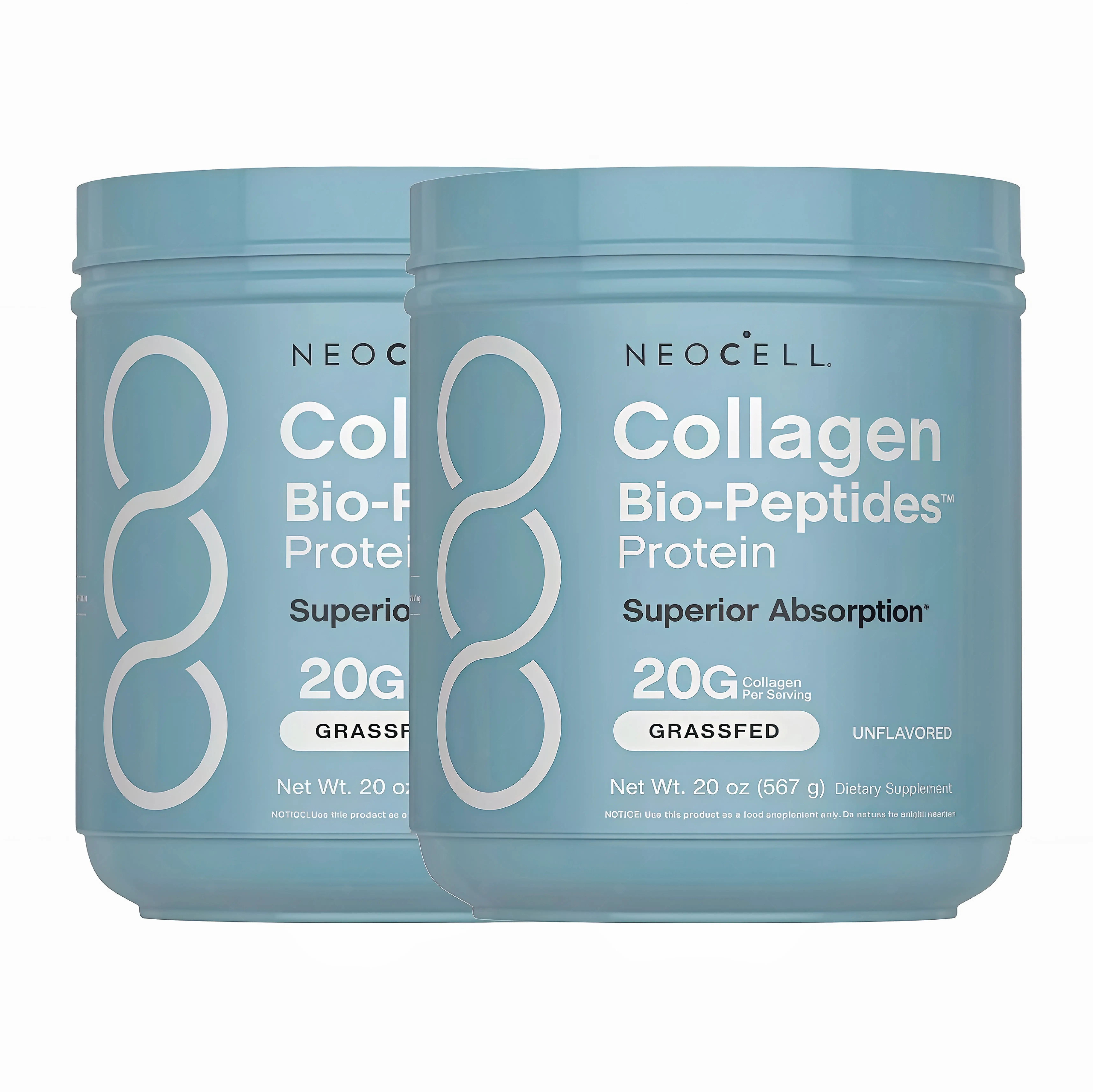 2 Pack NeoCell Collagen Peptides Powder 20oz - Grassfed Protein Supplement MP- Advanced with 18 Essential Amino Acids