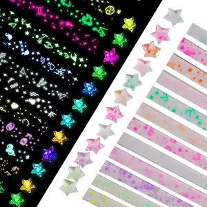 Star Origami, Colorful Decorative Paper Strips, Lucky Star Paper Strips, DIY origami star paper strips (12 colors of glowing star origami/210 sheets)