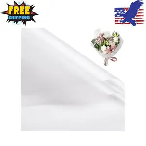 20 Sheets Flower Wrapping Paper - 22.4 x 22.4 inch Pure Translucent White Water