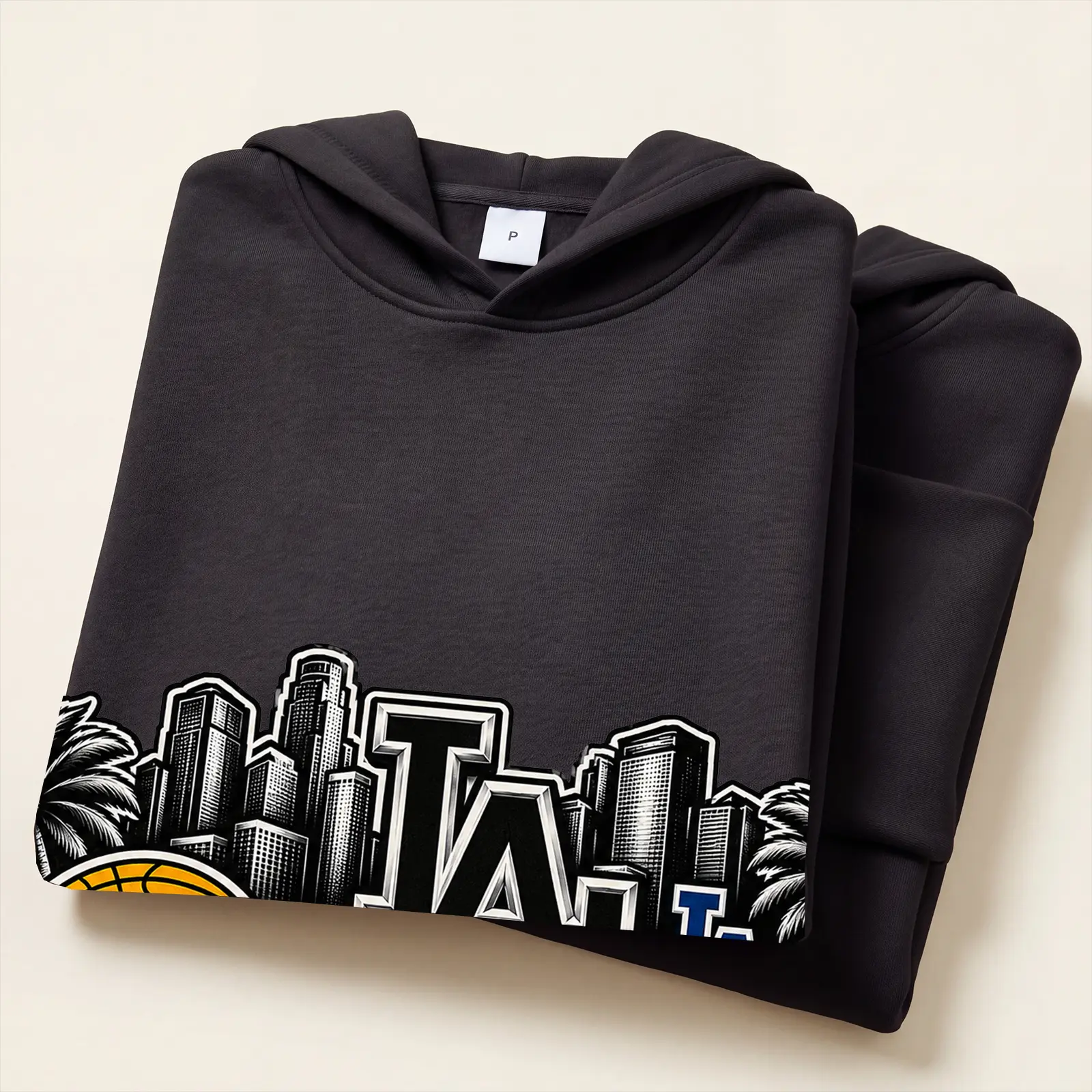 LA City Sports Culture Graphic Hoodie Fleece Fabric Casual Hooded Sweatshirt Trendy Tops Perfect Gift