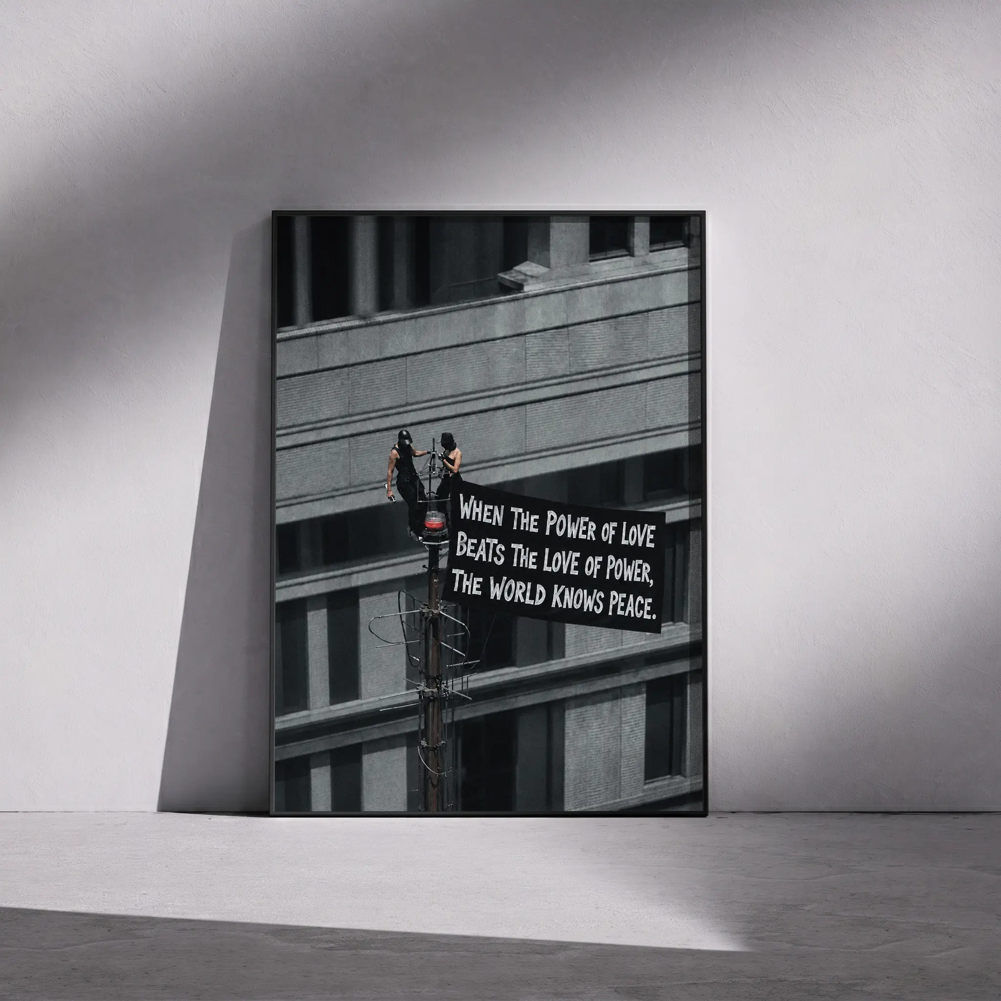 When The Power of Love Beats The Love of Power World Knows Peace Poster, Empire State Protestors Wall Art, Peace Activists Decor, Stop The War Print, Made in USA