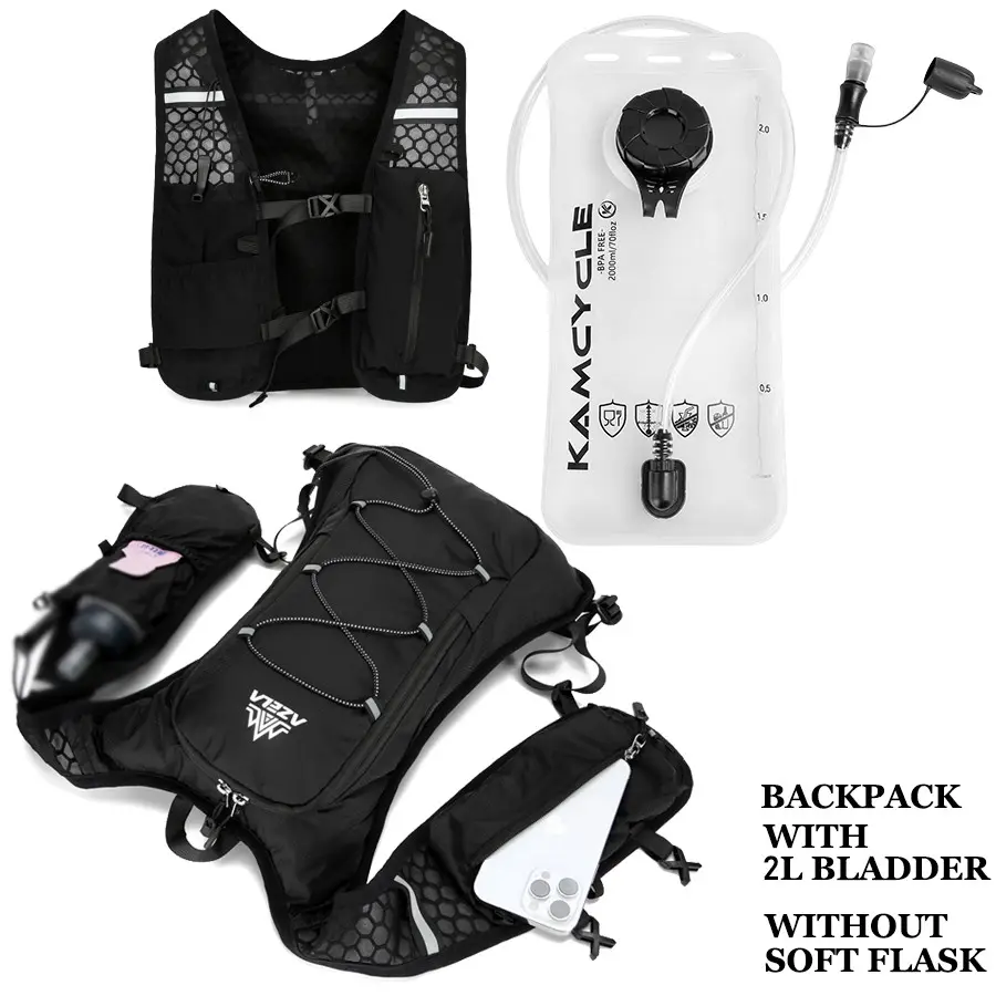Adjustable Running Vest Backpack with 2L Hydration Bladder, Camel Hydration Backpack for Men & Women Runners, Ultra-Light 5L Pack for Trail Running