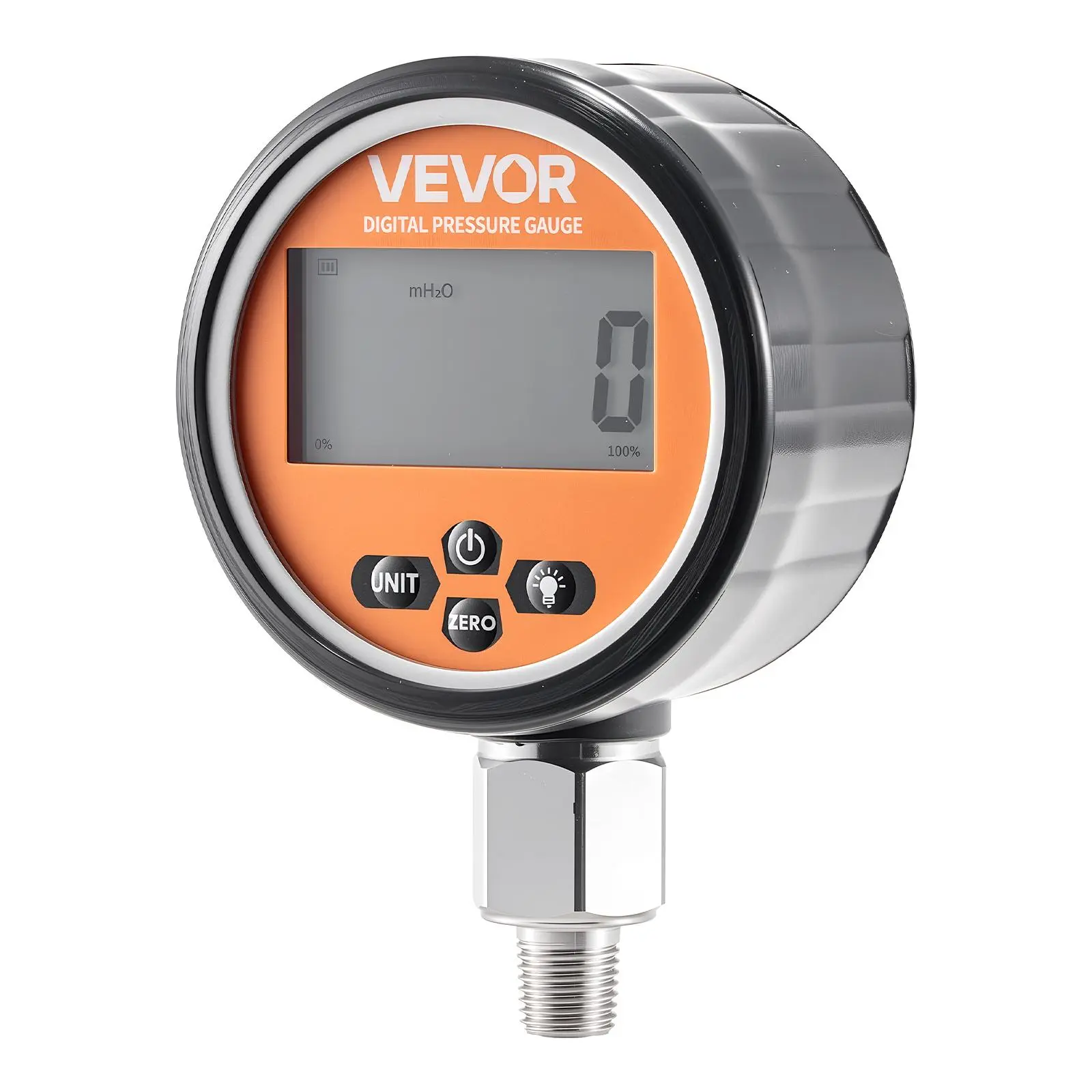 VEVOR Digital Hydraulic Pressure Gauge with Built-in Smart Chip, Peak Hold, 0-10000 PSI (0-700 Bar) Sensor Manometer Tester, 1/4 Inch NPT Base Entry, Feature-Rich Dustproof Stainless Steel Automotive Car Repair Tool with Backlight Display for Excavators,