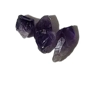 Raw Brazilian amethyst crystal bundle. Three pieces.
