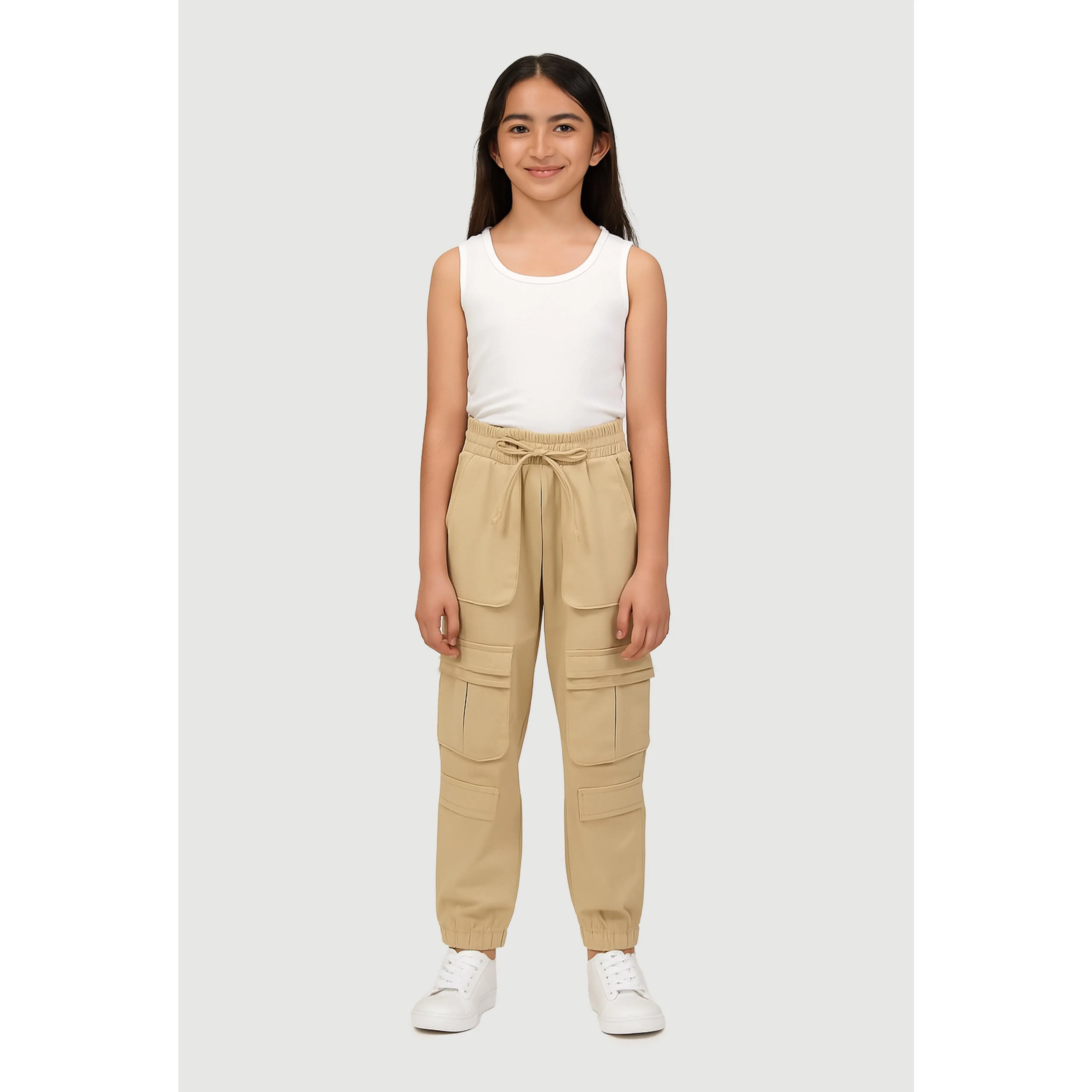 Girls Stretchy Cargo Pocket Joggers