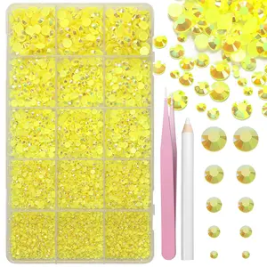 16000 count  Rhinestones for Crafting, Flatback Yellow  Jelly Rhinestones, Mixed Sizes Yellow Bedazzling  with Pickup Tool for DIY Crafts Clothing Tumblers Mugs Shoes Fabric  Art