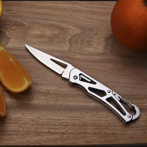 Silver Color Folding Knife, Outdoor Camping Survival Tool, Camping Gear, Stainless Steel Portable Pocket Knife with Handmade Braided Lanyard, Folding Pocket Knives, Portable Multipurpose Knives