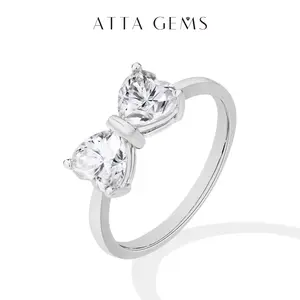 ATTA GEMS Classic D VVS1 Color Heart Cut 1.6CT Synthetic Moissanite Ring for Women Adult 925 Sterling Silver Rings Engagement Wedding Jewelry Gift R265