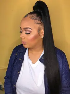 Magic Velcro Long Straight Ponytail Wig in Natural, Comfortable Clip-On Design for Women, Adds Volume and Length for Daily Use