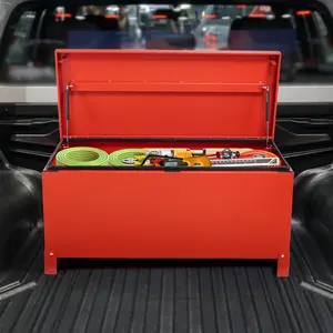 【Christmas Deal】GARVEE Heavy Duty Aluminum Truck Tool Box, 36 x 15 inch Jobsite Chest w/Dual Hydraulic Levers, Secure Storage for Garage & Workshop (Red)