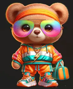 Cute Bear Ready to Press Heat Transfer DTF Transfer - Direct to Film for Cotton & Polyester with Press Settings 300-320°F & 270-290°F