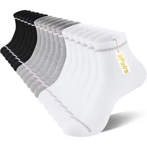 9 Pairs Womens Ankle Quarter Socks Thin Casual Athletic Gym Mini Crew Socks for Women