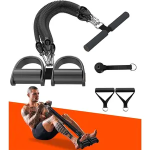Home Fitness Resistance Band Set - 4 25-pound Resistance Bands with Pedals and Handlebars for A Total of 100 Pounds for Full Body Strength Training
