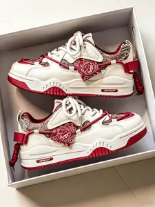 Men's Fashion Casual Shoes Wave Texture Thick Sole Sneakers, Trendy Street Style Skateboard Shoes, All Season Daily Wear