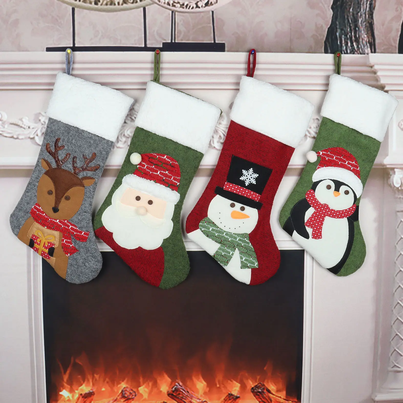 Christmas Christmas Stocking Pendants Fireplace Ornaments Candy Bags