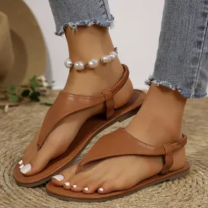 Women's T-Strap Thong Sandals Flat Slingback Summer Beach Footwear
