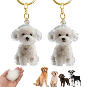 Samoyed memorial keychain and pet hair keepsake box, featuring an exclusive white Samoyed design.  It can store your beloved pet's fur or a small amount of ashes, transforming their warm companionship into a timeless memento you can carry with you.