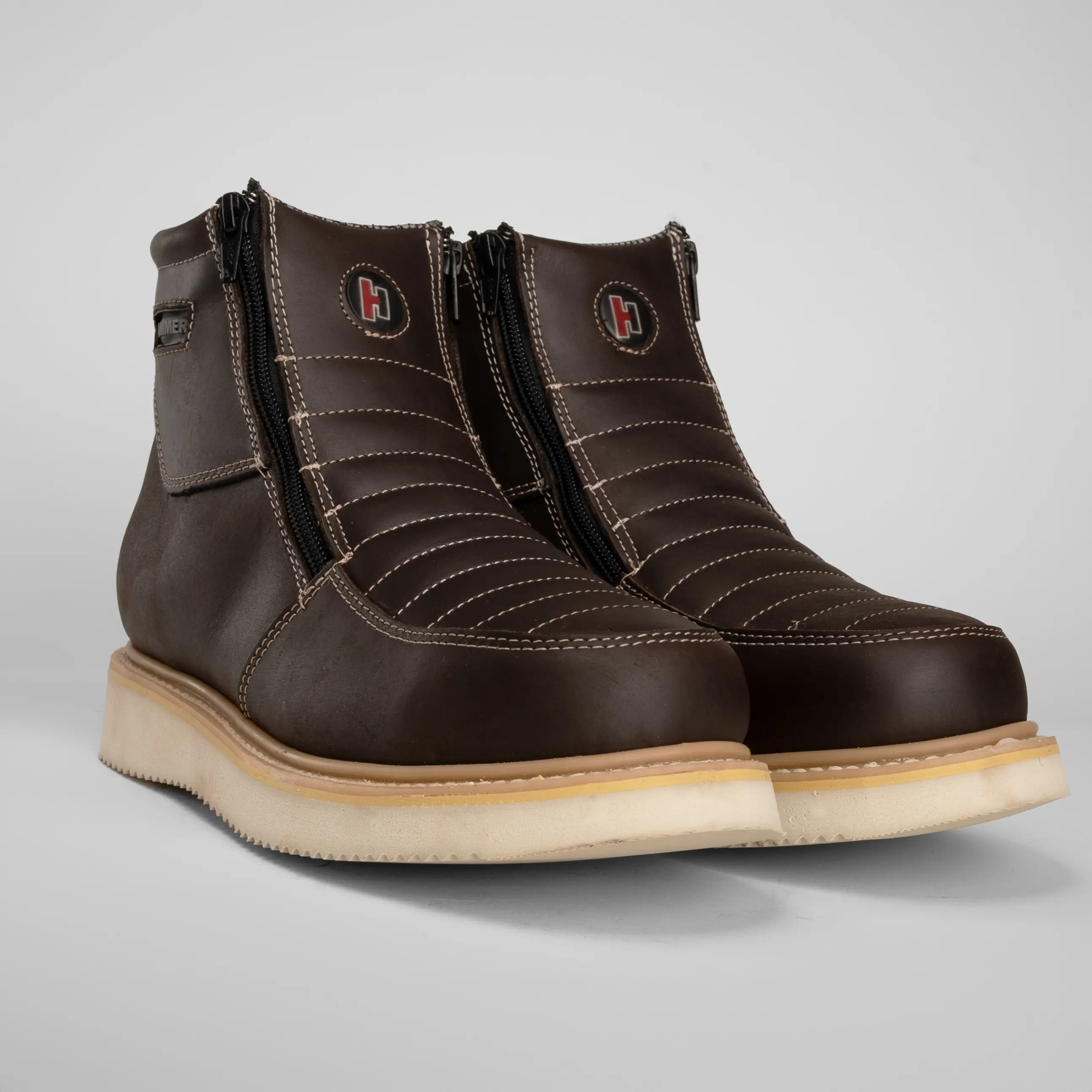 Hammer 330 Doble Zipper Leather Work Boots Wellington Stripped Sole