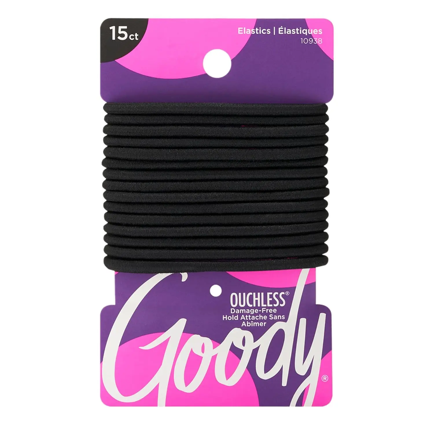 Ouchless Hair Elastics – No Pull,  Tangle-Free Hold for Thick, Curly, Coily & Textured Hair – 15 Count, Black/Brown, Long-Lasting Ponytail Holders for Women & Men