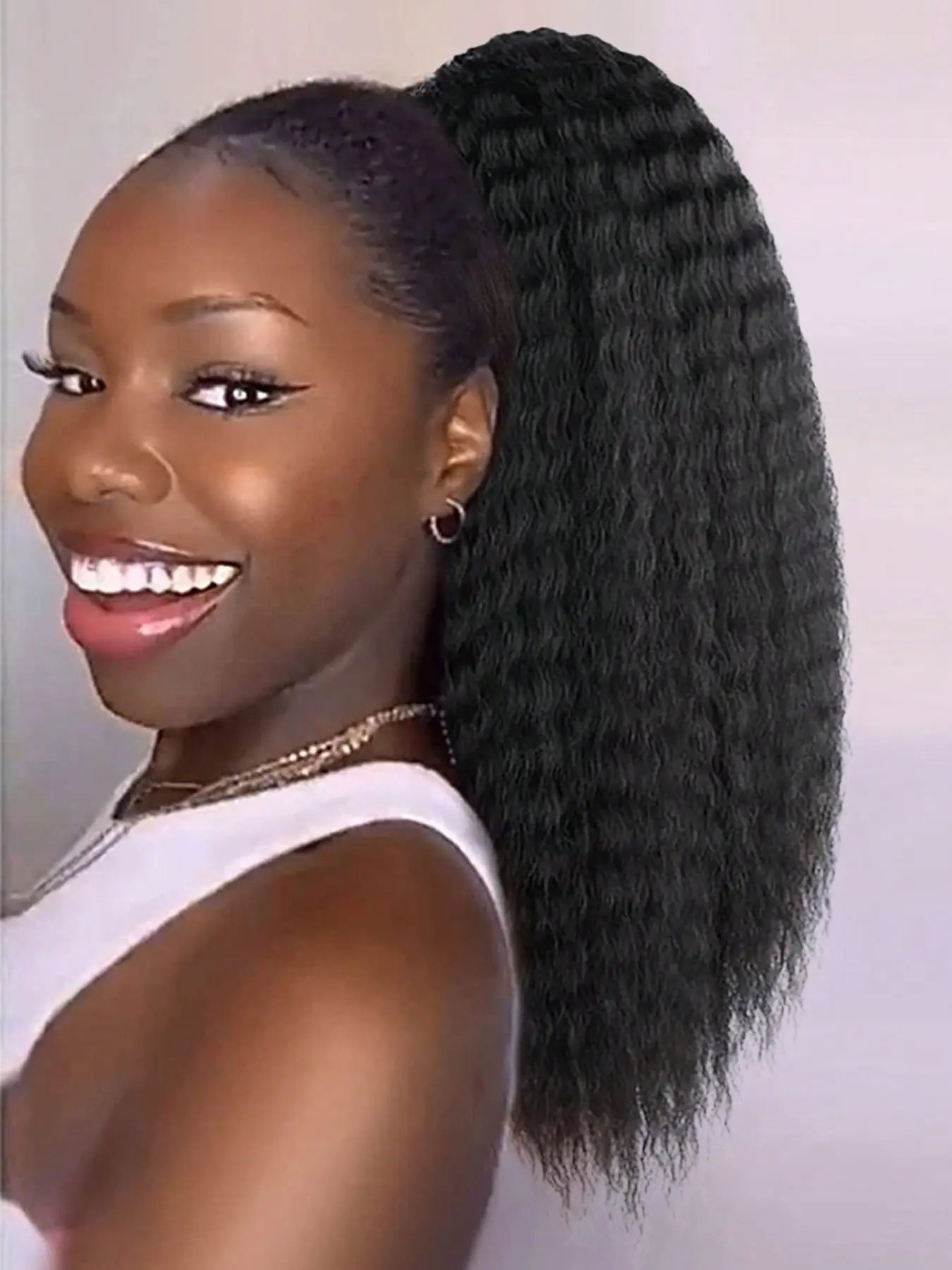 Curly Yaki Ponytail Extension for Women, Water Wave Drawstring Design, Natural Look & Versatile Style for Everyday Use, Synthetic Wigs, Convenient Wigs, Artificial Wig