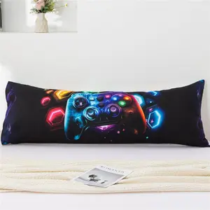 Space Gaming Body Pillow Cover Universe Game Console Microfiber Pillowcase with Envelope Closure for Kids Boys Adults,(20"x54",Multi)
