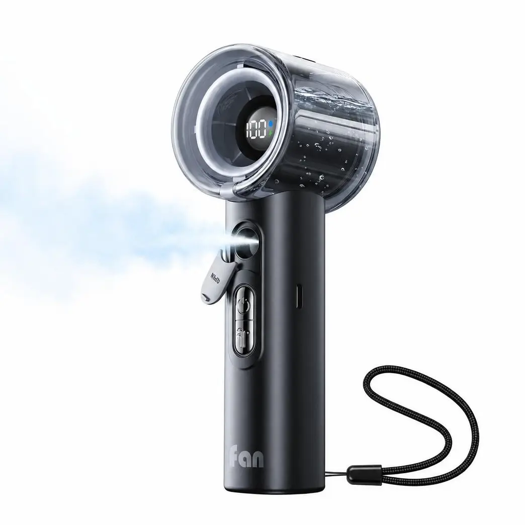 KIMMOO Portable Misting Fan, USB Rechargable Handheld Fan with Water Spray Mist, Up to 13 Hrs Cooling, 25000PRM, 100 Speeds, 50ml Water Tank, Personal Turbo Fan for Travel/Makeup/Office/Outdoor summerwins