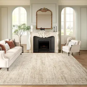 Art&Tuft Washable Area Rug  Large Soft Rugs for Living Room Vintage Beige Carpet  Area Rugs for Bedroom Dining Room Non-Slip Stain Resistant Under Table Rug Available in Various Sizes