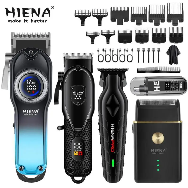 HIENA Professional Hair Cutting Kit, Cordless Rechargeable T-Blade Trimmer and Clippers for Men, Hair Styling Tools for Face and Home Haircut, Cordless Rechargeable Trimmer, Abs, Male Grooming, Precision Cut, Usb Charge, Kit Set, Any, 1500Mah, Body, 5V/1A