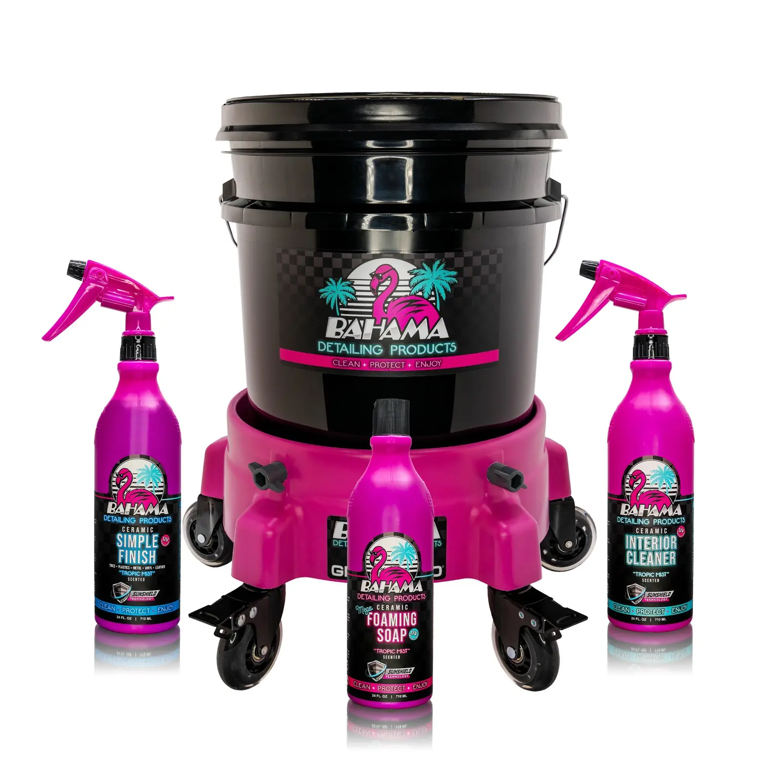 Bahama Detailing Kit – Ceramic 3-Product System + Grit Guard Bucket, Complete Car Care Setup