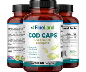 FineLand COD CAPS Omega-3 EPA & DHA, Pure Cold Water Cod, Vitamins A & D, 60 Softgel / 60 Servings fish  capsule