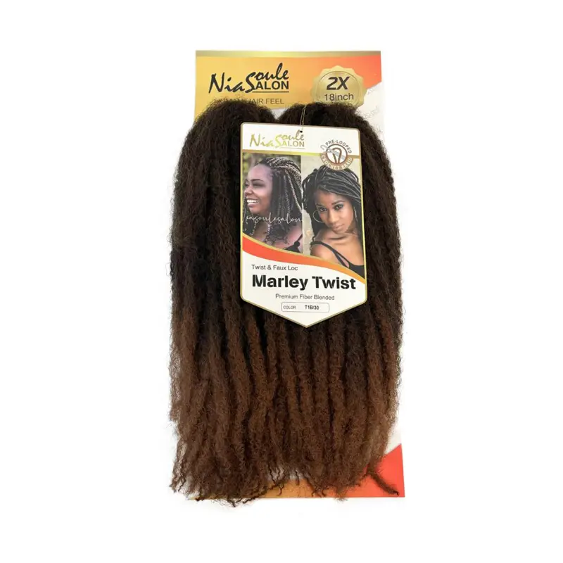 Nia Soul Salon Marley Twist Braiding Hair Crochet Hair in Black Natural Black Brown Blonde Burgundy Mixed Shades for Twists Crochet Faux Locs Protective Styles Pack of 10 #1b