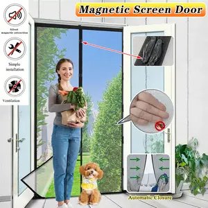1pc Summer Screen Door with Magnetic Closure, Large Size Magnetic Mosquito Proof Door Curtain, Pet Friendly, Self Adhesive Easy Installation, Ventilated and Breathable, Suitable for Living Room, Bedroom, Balcony, Entry Door and Garage Door.