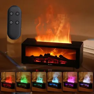 Essential Oil Diffuser, Fireplace Flame Oil Diffuser - Aromatherapy Aroma Humidifier, Upgrade 7 Colors Noiseless Remote Control - Perfect for Bedroom Home Office (150ml Fireplace Flame, Black)