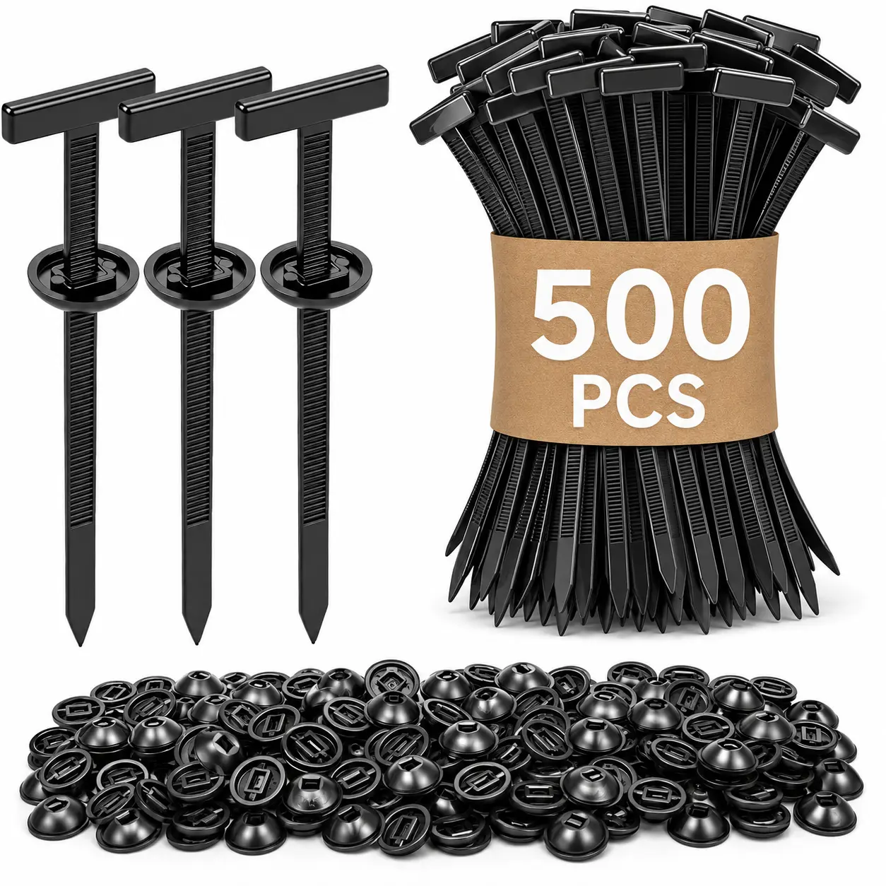500Pcs Nylon Heavy-Duty Wire Cable Ties, Car Accessories with 200+200 Pack Snap-In Connector & Connector Clip Cable Ties, Self-Locking Fasteners for Car Repair & Home Use, Snap-Fit Bumper Retainer Fender Liner Door Panel Fasteners, Snap-In Connector Cable