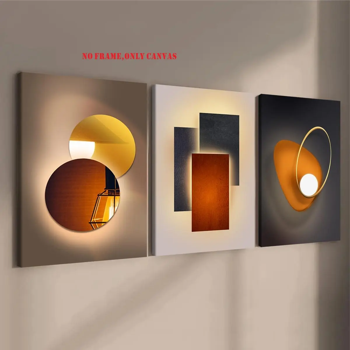 [2D Plane] 3-piece set, multi-dimensional effect spray-painted poster, Modern Abstract Art Design, wall art decoration, Canvas Wall Art, for home living room, bedroom, office, home living room wall art, frameless
