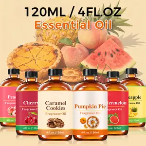 Natural Essential Oils Pumpkin, Caramel Cookie, Pineapple, Watermelon, Peach, Cherry, Ideal For Humidifiers, Diffusers, Candles, Flavored Air, Soap Making, Candles| Massage Body Oil 4Oz