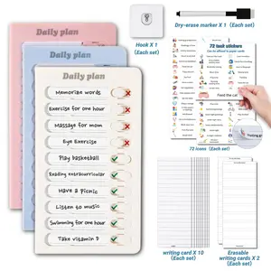 1 Set Magnetic Dry Erase Chore Chart & Routine Chart - Schedule Board, Reusable Checklist & To Do List Planner, Weekly Planner for Fridge/Desk/Wall, with Blank/Erasable Cards, Task Stickers, Marker & Damage-Free Hook