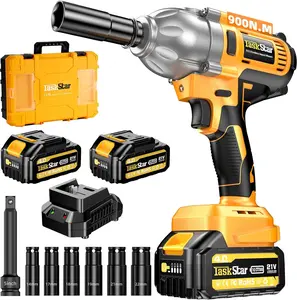 900N.m(664ft-lbs) Cordless Impact Wrench 1/2 Inch, High Torque Brushless Power Impact Gun, 21V 3300RPM Electric Impact Driver with 2x4.0Ah Battery & Fast Charger for Car Tires Truck
