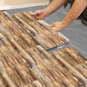 Classic Wooden Floor Tile Veneer, Reinforced Adhesive, Thickened, Easy to Install, Waterproof, Bathroom & Kitchen Decor, Waterproof Floor Tiles, 5.91 X 15.75 Inches