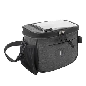 Waterproof Bike Handlebar Bag, Large Capacity Nylon Bicycle Bag with Touch Screen Phone Holder, 2-in-1 Design with Adjustable Shoulder Strap for Daily Commutes