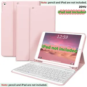 【TikTokShopHolidayHaul】Zoyu Wireless Keyboard Case Set for iPad JPBC Pink Edition Detachable Keyboard PU Leather Cover with Pencil Holder Protection ipad pro 13-inch m4 11-inch a16 outdoorfun