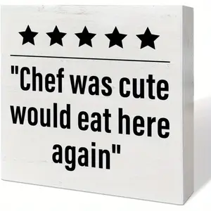 Funny Kitchen Table Decor Wooden Box Sign, Kitchen Decor for Counter Dining Room Table Cabinet Decoration, Kitchen Gifts for Mom Women Men, Chef Gifts, Chef Was Cute 5x5 inch