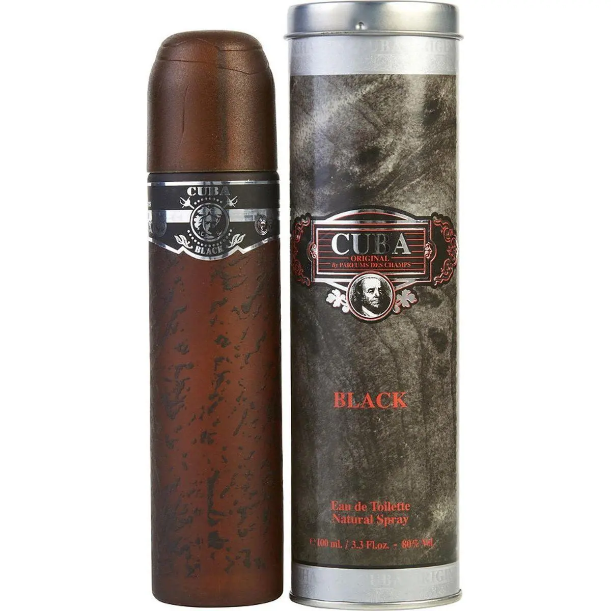 Cuba Black Men's Aromatic Woody EDT Cologne - 3.3 fl oz (3.4 fl oz Option), Bergamot Top Notes, Daywear, New in Box, Botanical Masculine Noir Boxed Men's Fragrance, Men's Cologne