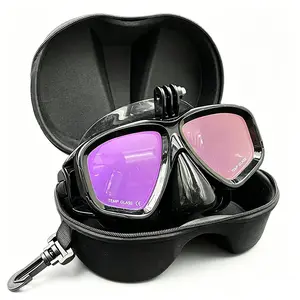 UV Protection Adult Snorkel Diving Mask with GoPro Compatible Mount, Diving Goggles with Black Storage Case