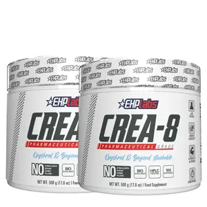 EHPlabs CREA-8 Twin Pack - 2 x Micronized Creatine Monohydrate 500g Unflavored Stackable for Strength & Recovery Support Supplement Fitness Sugar Free  | New Year New Me |