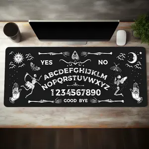 Extra Large Gothic Ouija Board Mystic Mouse Pad Black and White Gaming Desk Pad 35x16 Inch Computer Keyboard Mousepad with Non-Slip Rubber Base Durable Stitched Edge Office Desk Accessories Perfect Gift for Home and Office